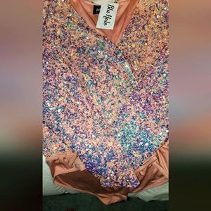 Gene Sequin Bodysuite- Rose Gold/Pink XL- (Never Worn/With Tags)